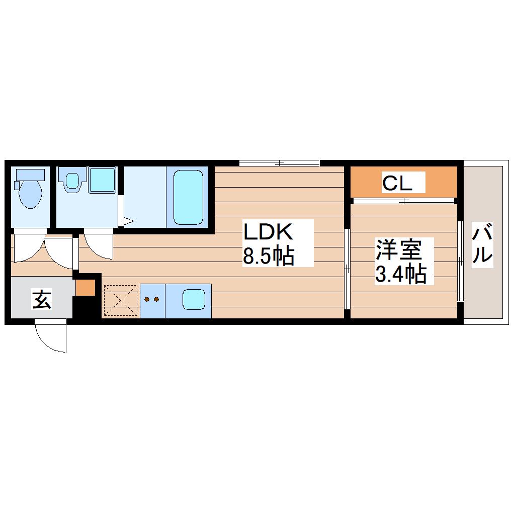 台原4丁目アパート A棟(1LDK/2階)の間取り写真
