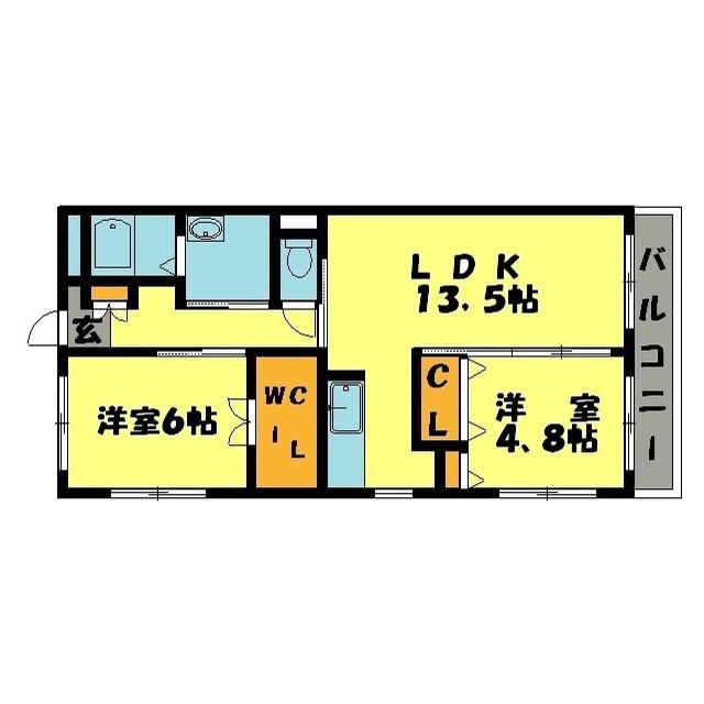 スピカ恒星(2LDK/2階)の間取り写真