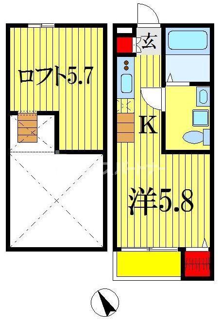 エクレール(1K/2階)の間取り写真