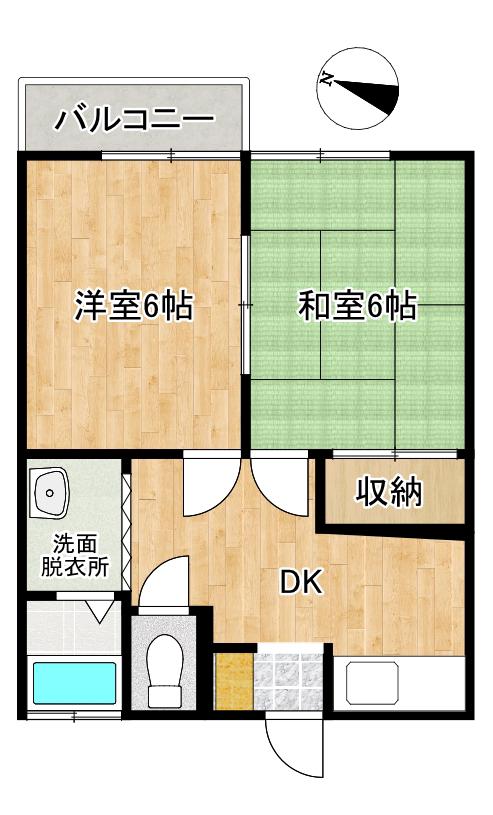 パレスサカイ(2DK/2階)の間取り写真