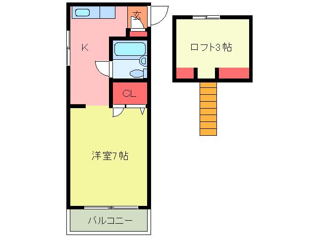 コアハウス(1K/2階)の間取り写真