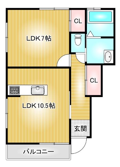 ハピエル(1LDK/1階)の間取り写真
