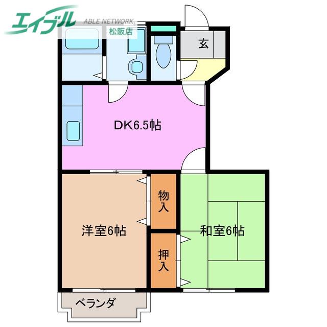 カーサ・マリ- I(2DK/1階)の間取り写真