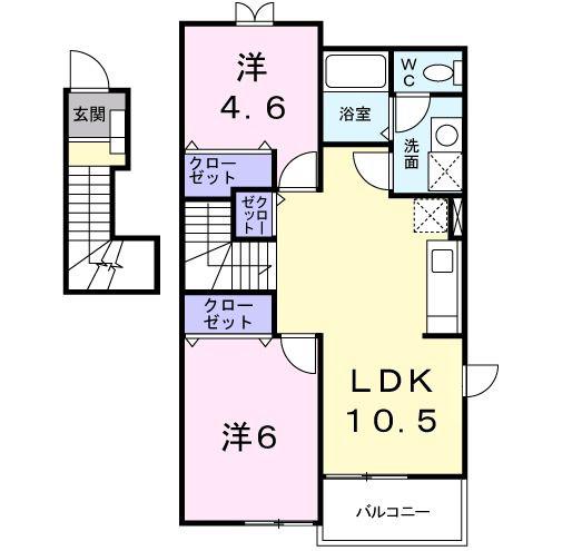 ネオメイト21 B(2LDK/2階)の間取り写真