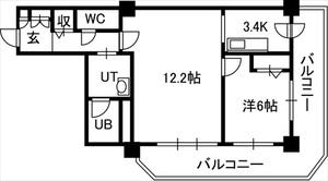 PRIME URBAN札幌 RIVER FRONT(1LDK/28階)の間取り写真