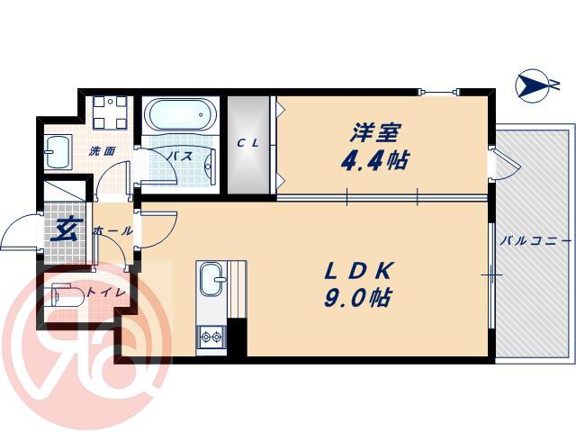 スプランディット難波(1LDK/5階)の間取り写真
