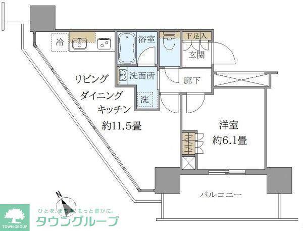 BRILLIA TOWER 浜離宮(1LDK/5階)の間取り写真