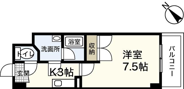BRIGHTON弐番館(1K/4階)の間取り写真