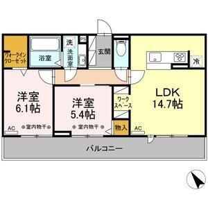 ルミエール B(2LDK/2階)の間取り写真