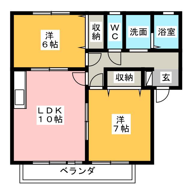 ドリームハイツカワセIII(2LDK/1階)の間取り写真