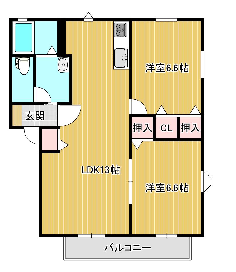 ディアスステーシア(2LDK/2階)の間取り写真