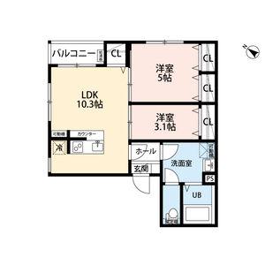 MAISON LE VERREメゾン・ル・ヴ(2LDK/1階)の間取り写真