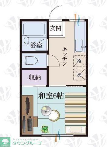 BCASA群馬太田RE-BORN(1K/2階)の間取り写真