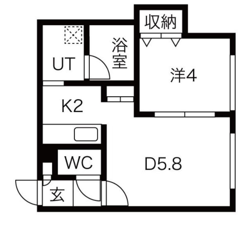 カラバオ白石(1LDK/1階)の間取り写真