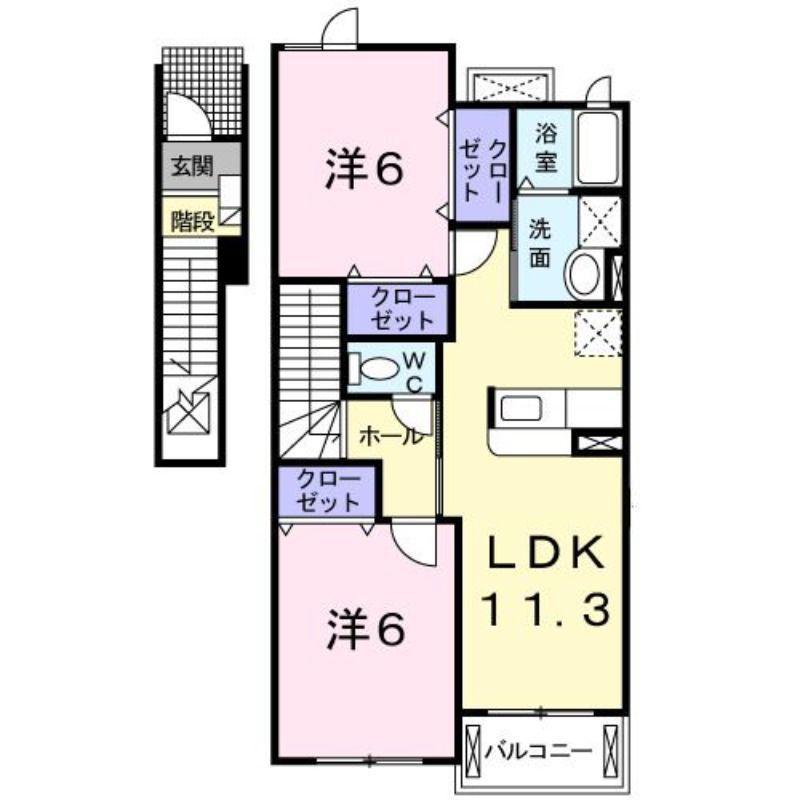 レーベンツォーネIII(2LDK/2階)の間取り写真