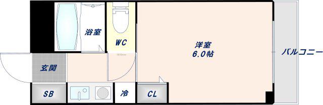 PARFAIT俊徳道(1K/2階)の間取り写真