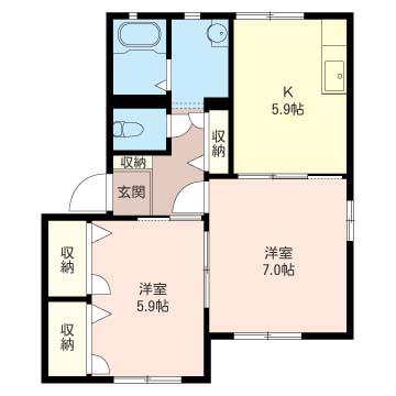アーバンヒルSETO(2K/1階)の間取り写真