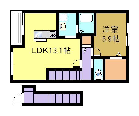 フィカーサ東岸和田(1LDK/2階)の間取り写真