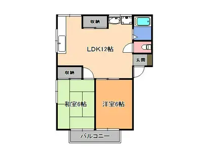 つるハイツ弐番館(2LDK/2階)の間取り写真