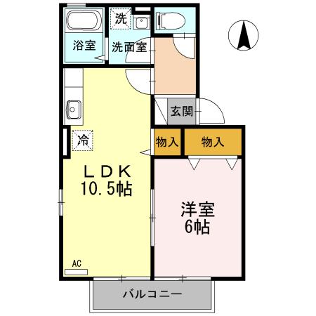 リヴィエールウィルモア(1LDK/1階)の間取り写真