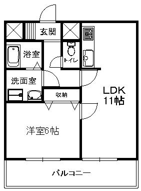 グランリッチ箕面(1LDK/2階)の間取り写真
