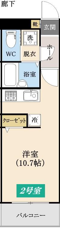 イーストバレー(ワンルーム/1階)の間取り写真