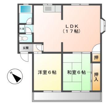 グレースハイツ(2LDK/4階)の間取り写真