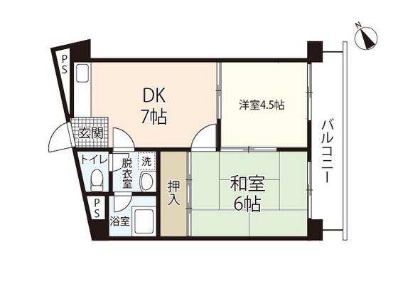 東宝ビル(2DK/2階)の間取り写真
