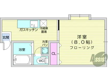 レジデンス越後(1K/1階)の間取り写真