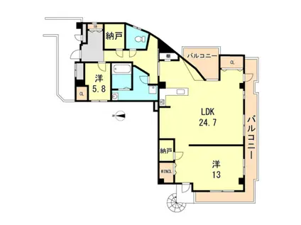 芦屋ニューコーポI番館(2LDK/8階)の間取り写真