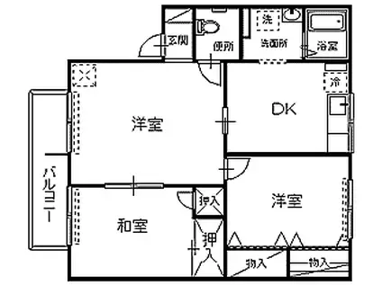 セジュール根城C(3DK/2階)の間取り写真