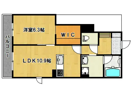 ウィスタリア K(1LDK/1階)の間取り写真