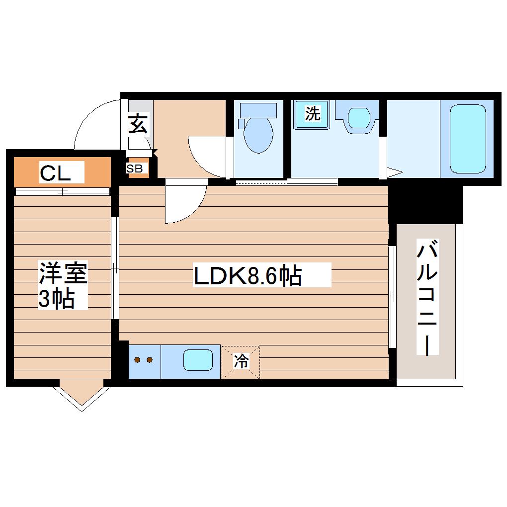 REGALEST卸町(1LDK/2階)の間取り写真