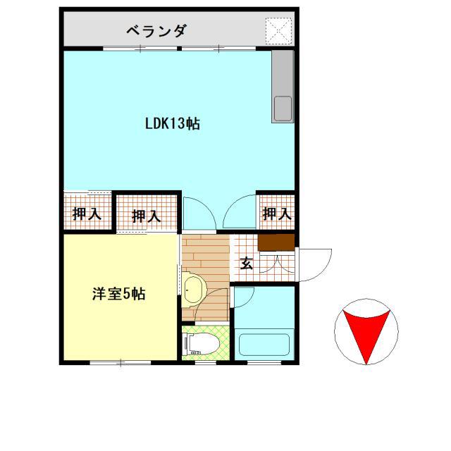 宮本アパート(1LDK/5階)の間取り写真