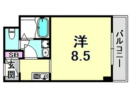 IPSXイースト(ワンルーム/10階)の間取り写真