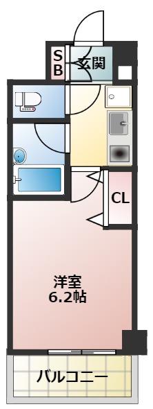 エスリード三宮フラワーロード(1K/1階)の間取り写真