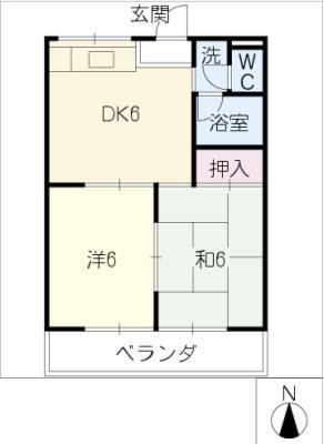 リベラル88(2DK/2階)の間取り写真