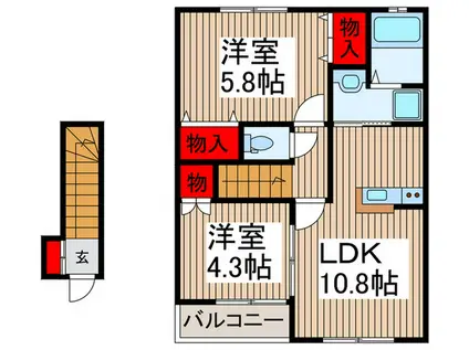メゾンドールVII(2LDK/2階)の間取り写真