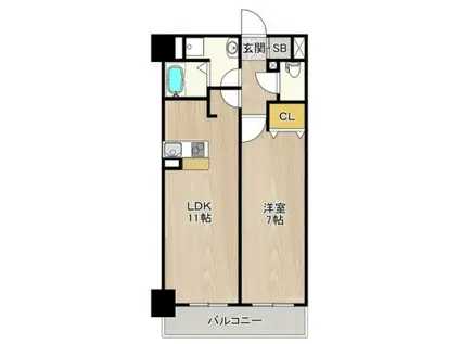 シティ スパイヤ新神戸(1LDK/3階)の間取り写真