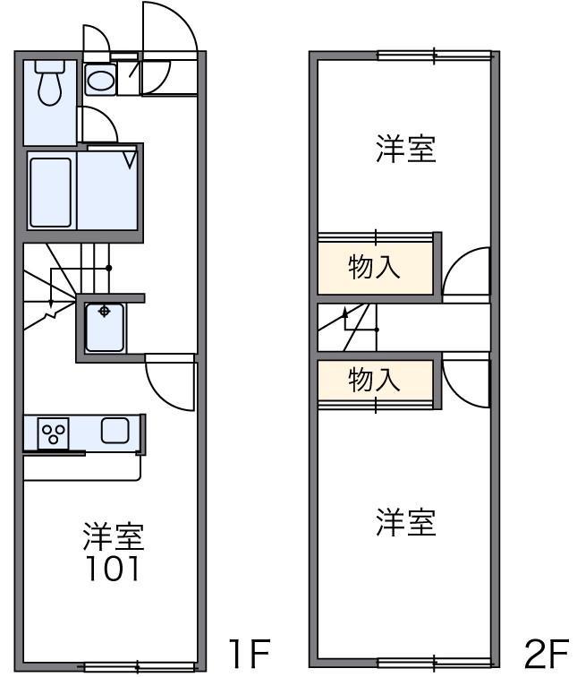 レオパレス青葉(2DK/1階)の間取り写真