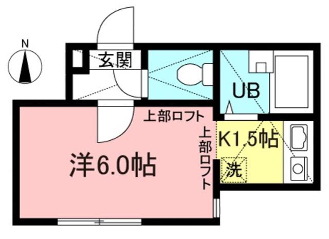 サザンリーフ中央林間II(1K/2階)の間取り写真