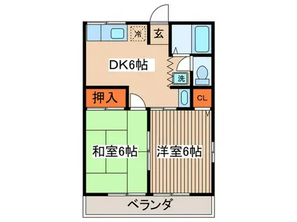 メイプルハイツ(2DK/1階)の間取り写真