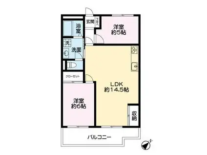 サンオーレ川口(2LDK/3階)の間取り写真