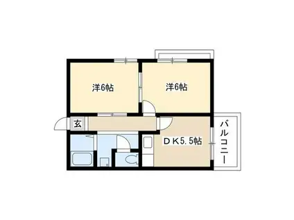 アプローズ川西(2DK/2階)の間取り写真