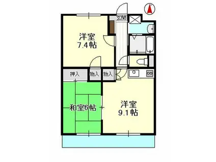 エスペランサ(2DK/3階)の間取り写真