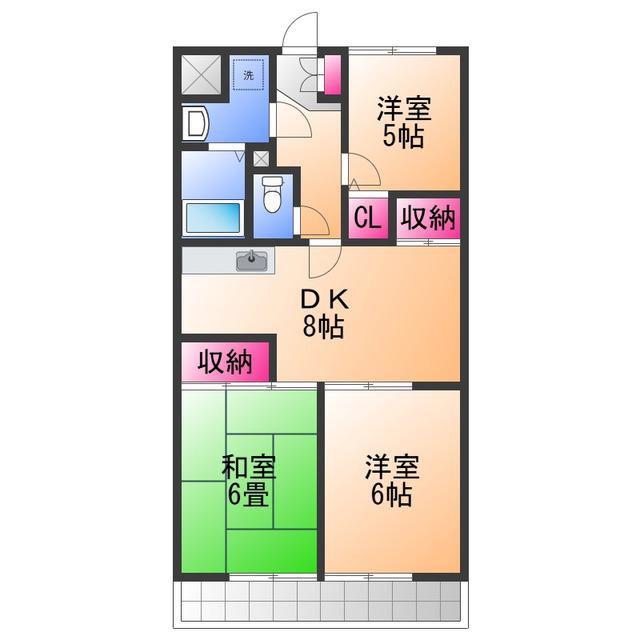 グランドール岸和田(3DK/2階)の間取り写真