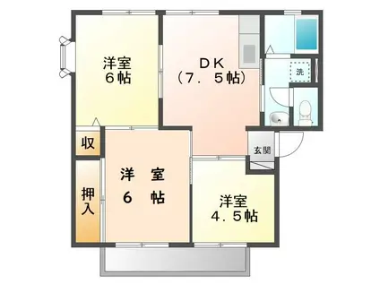 サンビレッジローズA・B・Cペット(3DK/1階)の間取り写真