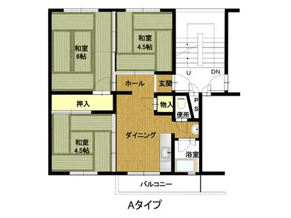 兵庫県公社 東垂水1A号棟(3DK/3階)の間取り写真