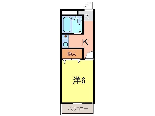 矢羽根ビル(1K/5階)の間取り写真