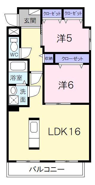 ル・クール(2LDK/4階)の間取り写真